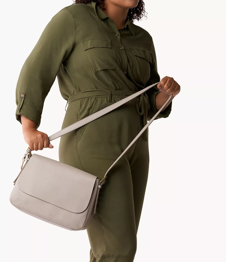 Fossil 6J04554 gri harper büyük kapaklı çapraz gövde çanta kadınlar