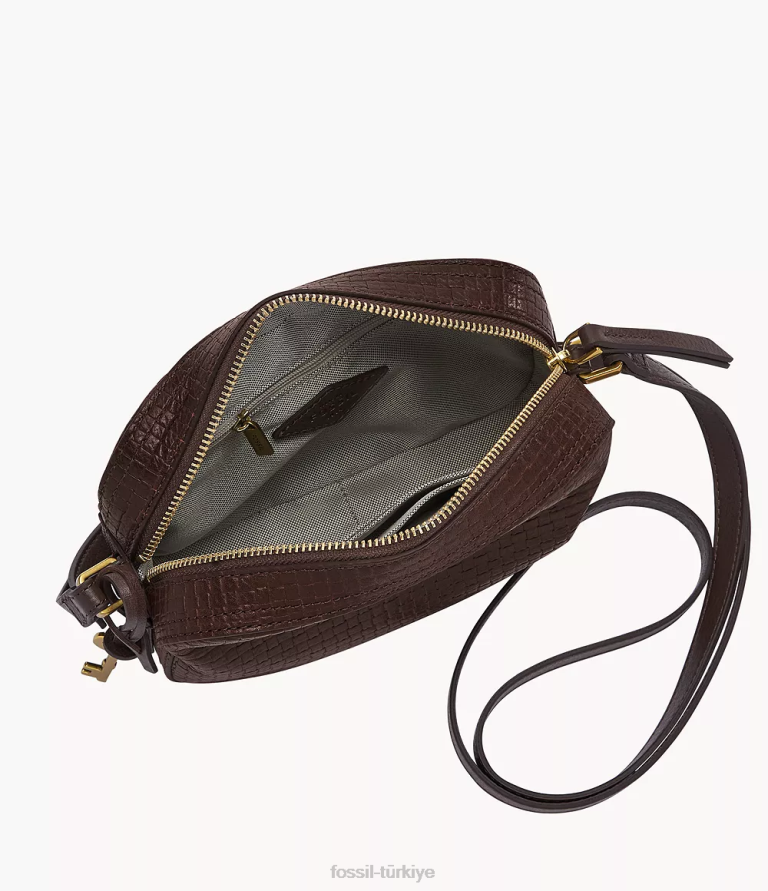 Fossil 6J04561 koyu kahverengi liza kamera çantası çanta kadınlar