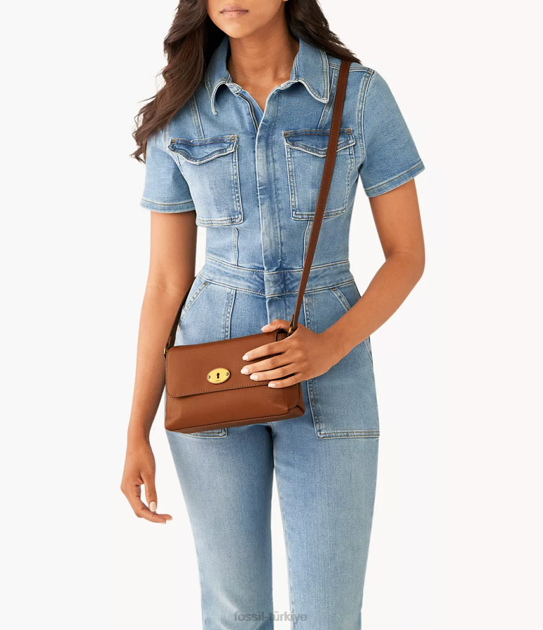 Fossil 6J04566 kahverengi gabriella küçük kapaklı çapraz gövde çanta kadınlar