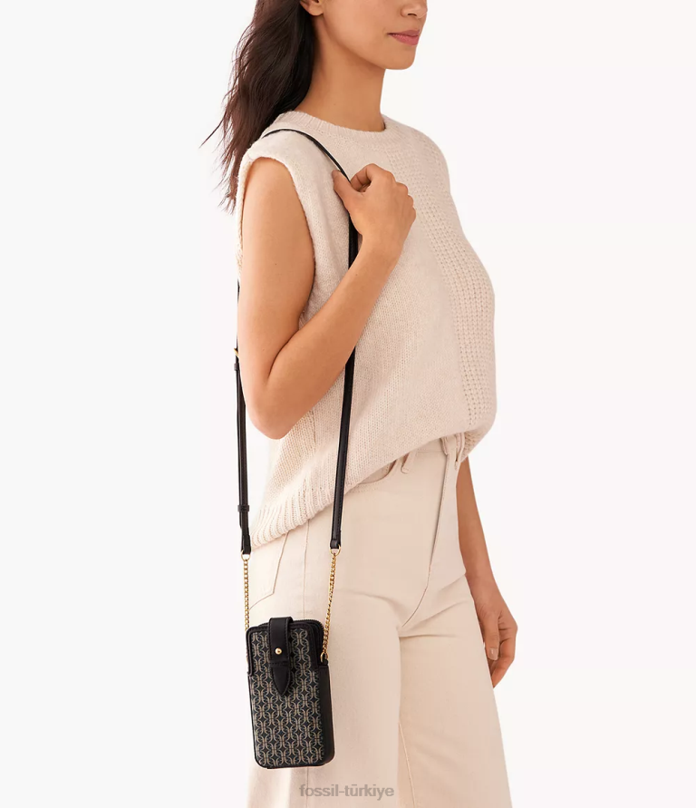 Fossil 6J04590 siyah lainie telefon kılıfı çapraz askılı çanta kadınlar