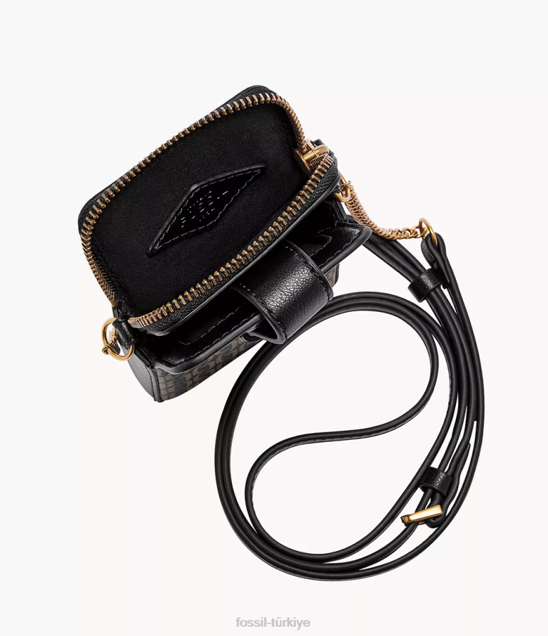 Fossil 6J04590 siyah lainie telefon kılıfı çapraz askılı çanta kadınlar