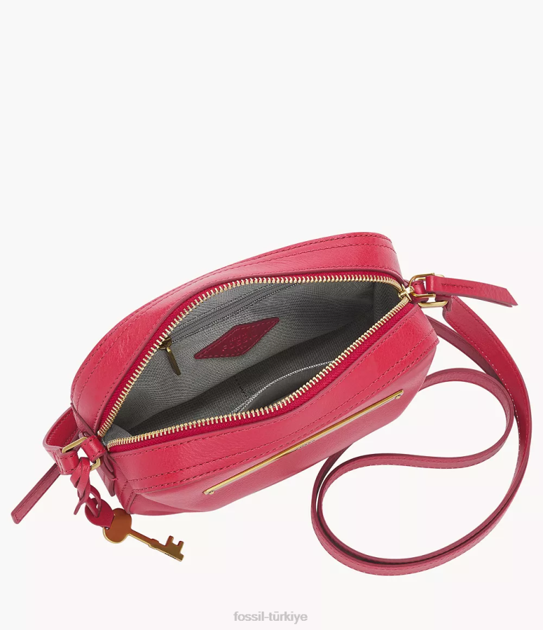 Fossil 6J04602 kırmızı liza kamera çantası çanta kadınlar
