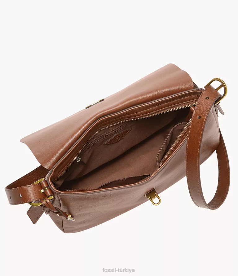 Fossil 6J04618 kahverengi harper büyük kapaklı çapraz gövde çanta kadınlar