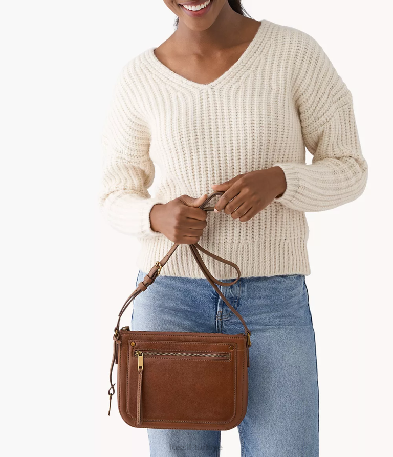 Fossil 6J04626 kahverengi farrah çapraz vücut çanta kadınlar