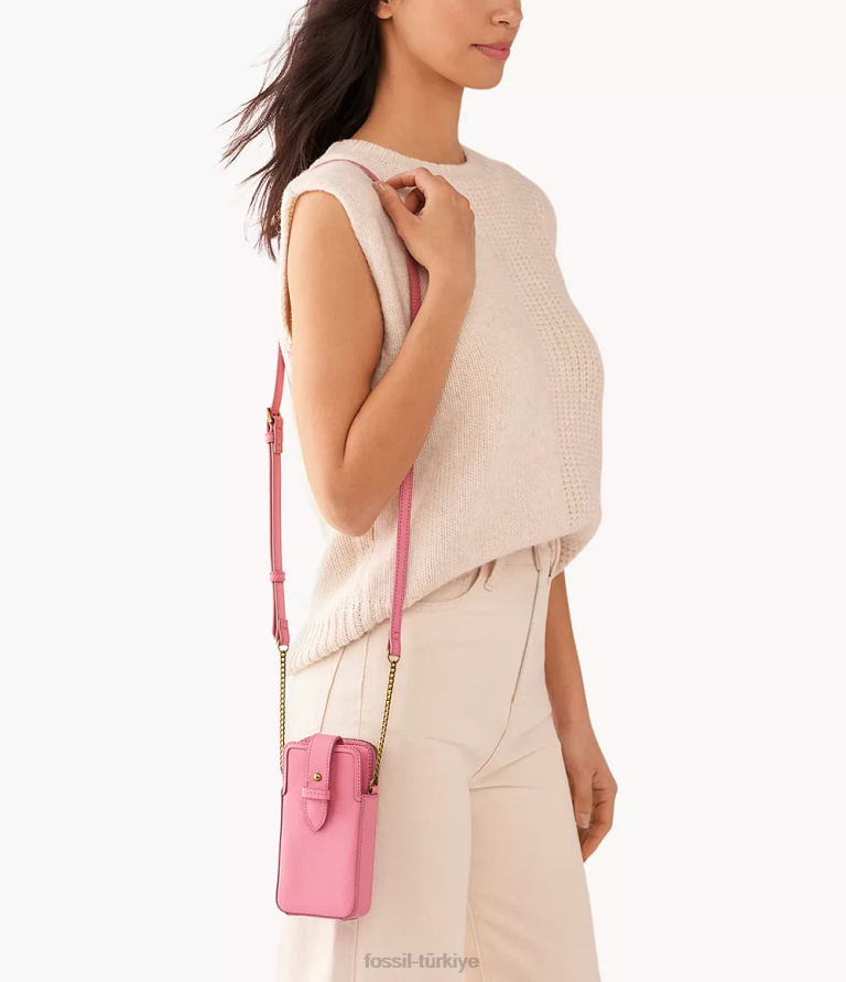 Fossil 6J04632 pembe lainie telefon kılıfı çapraz askılı çanta kadınlar