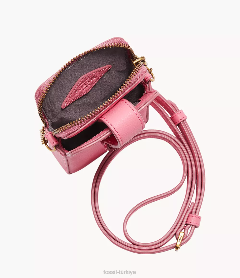 Fossil 6J04632 pembe lainie telefon kılıfı çapraz askılı çanta kadınlar