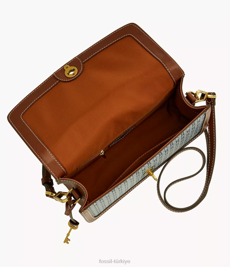 Fossil 6J04634 mavi ainsley kapaklı çapraz gövde çanta kadınlar