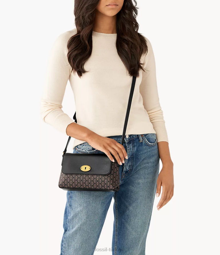 Fossil 6J04638 siyah gabriella küçük kapaklı çapraz gövde çanta kadınlar