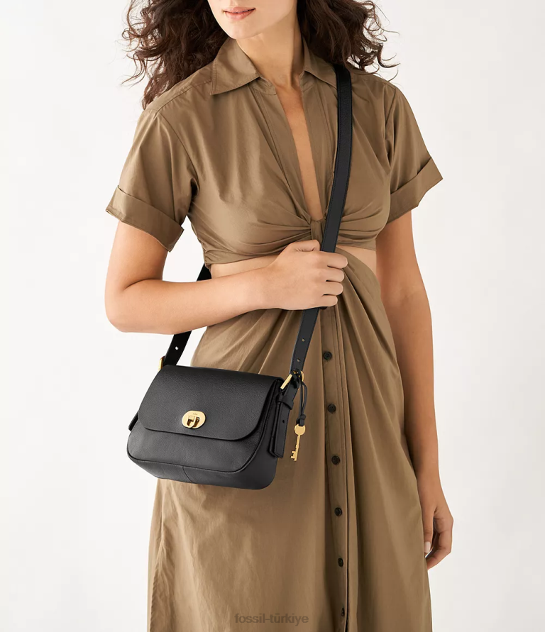Fossil 6J04639 siyah harper küçük kapaklı çapraz gövde çanta kadınlar