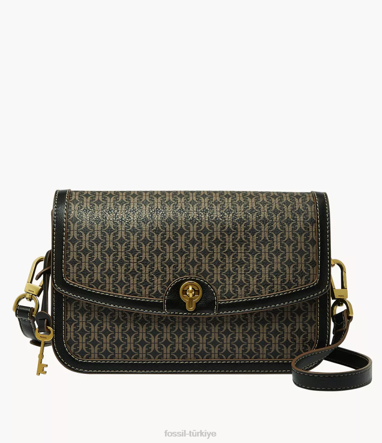 Fossil 6J04641 siyah ainsley kapaklı çapraz gövde çanta kadınlar