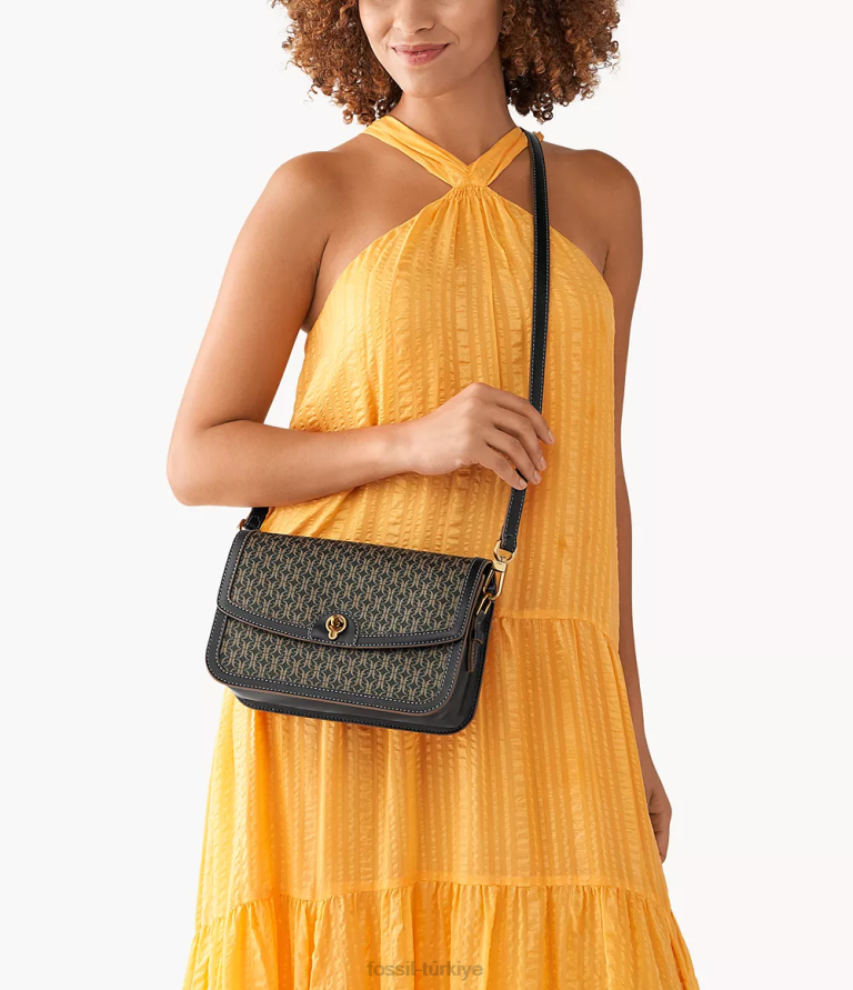 Fossil 6J04641 siyah ainsley kapaklı çapraz gövde çanta kadınlar