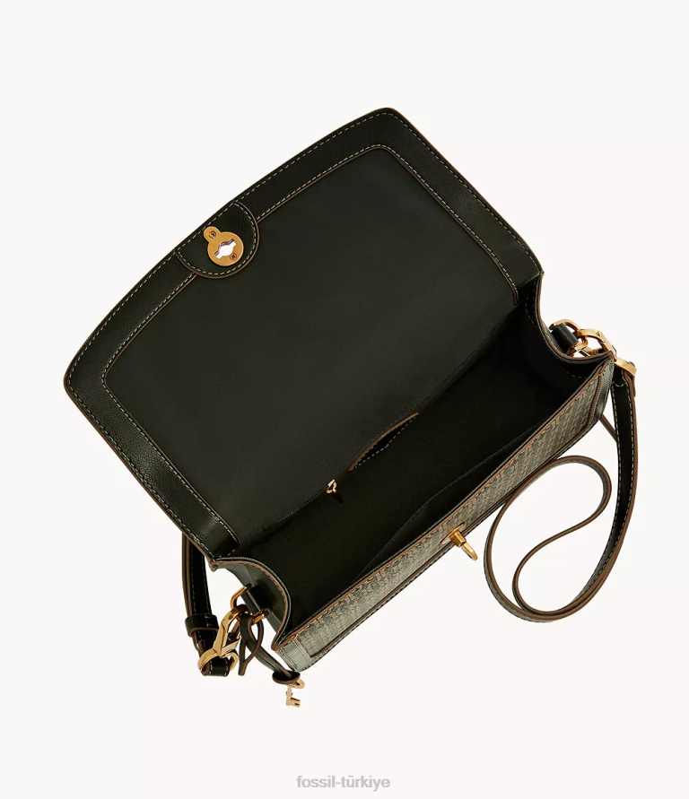 Fossil 6J04641 siyah ainsley kapaklı çapraz gövde çanta kadınlar