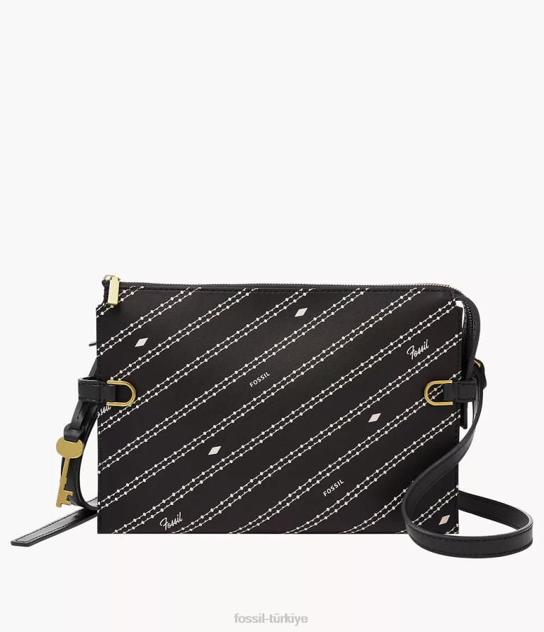 Fossil 6J04644 siyah/kemik kier kaktüs deri crossbody çanta kadınlar