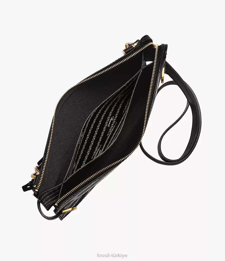 Fossil 6J04644 siyah/kemik kier kaktüs deri crossbody çanta kadınlar
