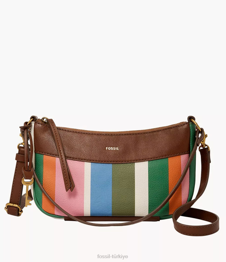 Fossil 6J04649 çizgili Skylar baget çanta kadınlar