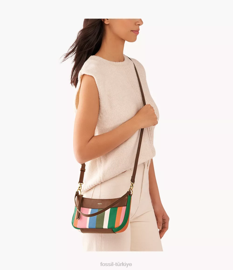 Fossil 6J04649 çizgili Skylar baget çanta kadınlar