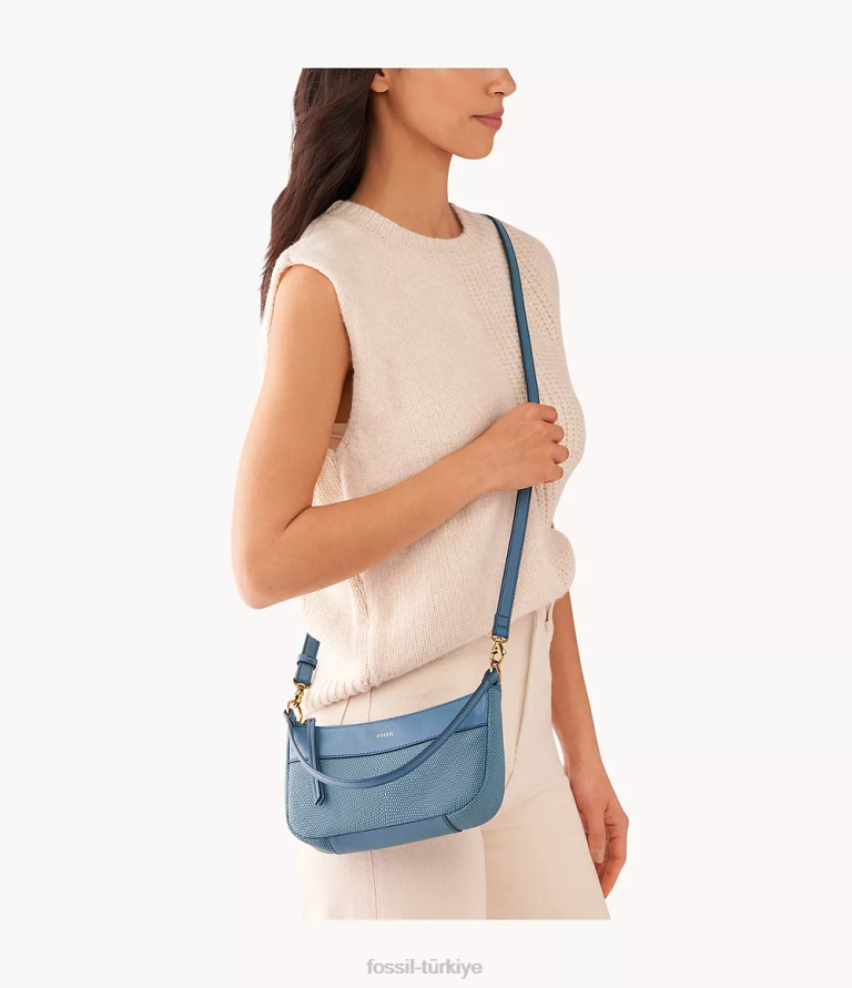 Fossil 6J04654 mavi Skylar baget çanta kadınlar