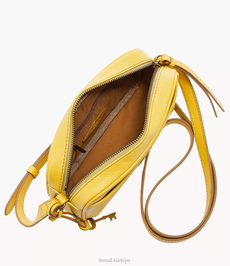 Fossil 6J04655 sarı Brennon kamera çantası çanta kadınlar