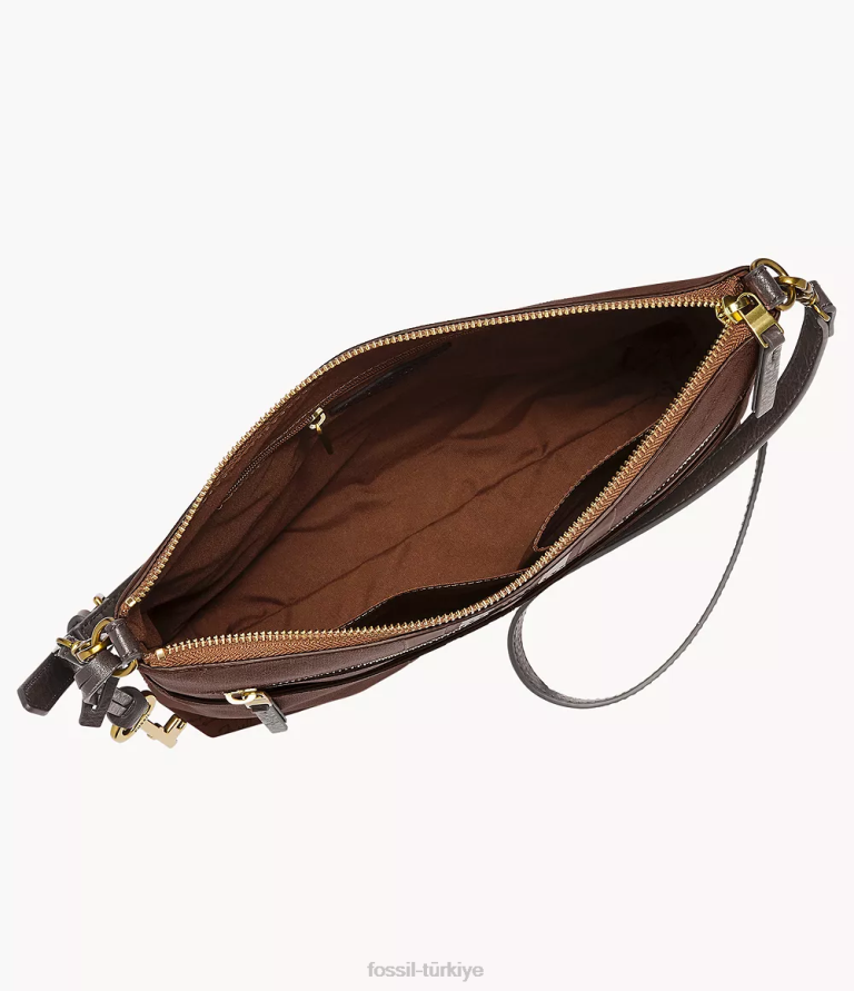 Fossil 6J04660 kahverengi fiona büyük çapraz gövde çanta kadınlar