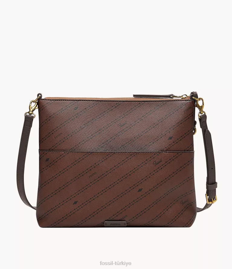Fossil 6J04660 kahverengi fiona büyük çapraz gövde çanta kadınlar