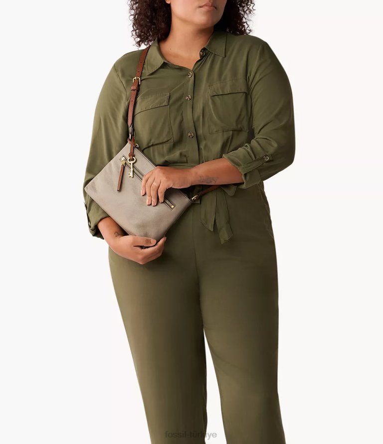 Fossil 6J04666 gri fiona küçük e/w çapraz askılı çanta çanta kadınlar