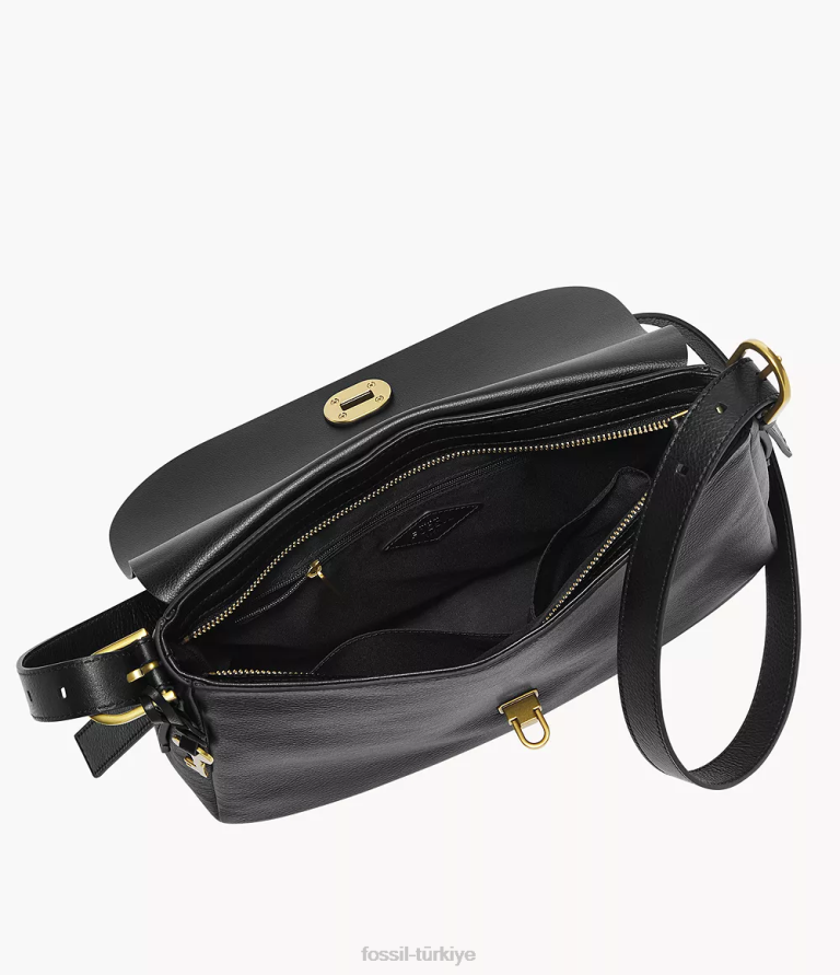 Fossil 6J04669 siyah harper büyük kapaklı çapraz gövde çanta kadınlar