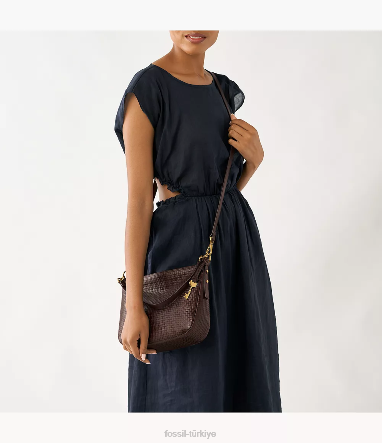 Fossil 6J04677 koyu kahverengi jolie çapraz vücut çanta kadınlar