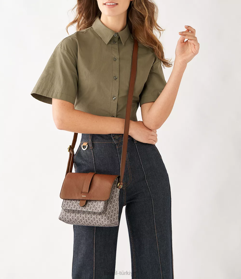 Fossil 6J04684 haki kinley küçük çapraz vücut çanta kadınlar