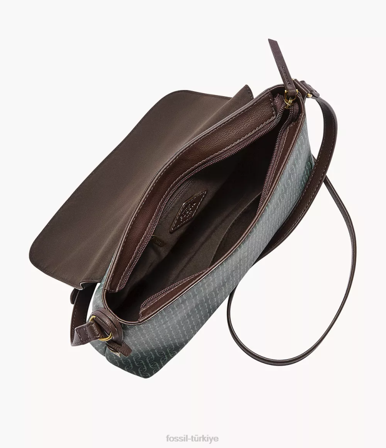 Fossil 6J04706 yeşil gabriella kapaklı çapraz vücut çanta kadınlar