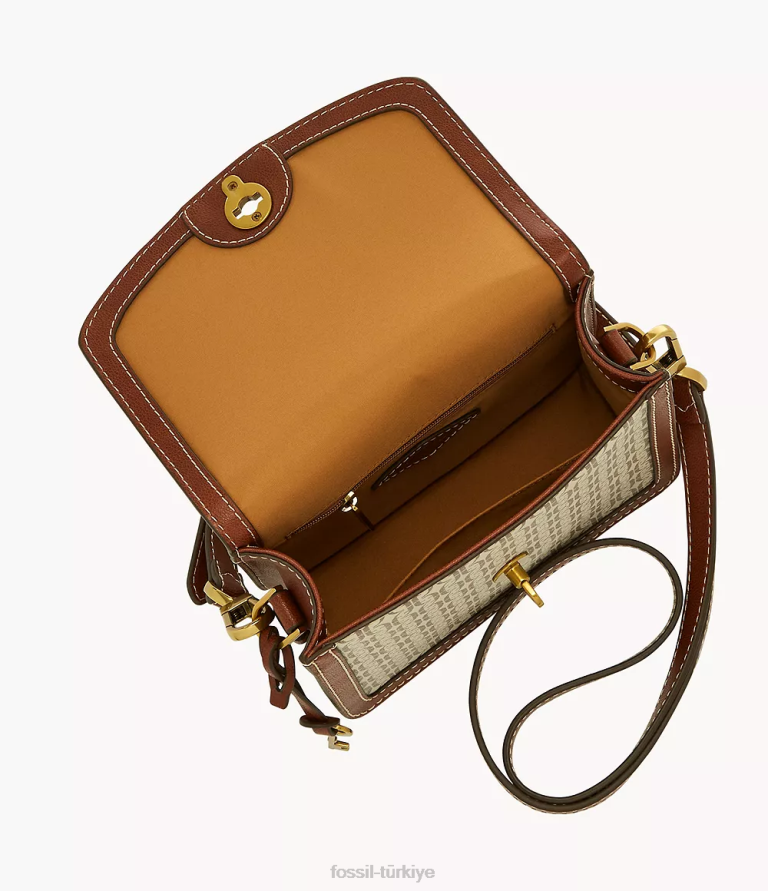 Fossil 6J04707 açık kahverengi ainsley küçük kapaklı çapraz gövde çanta kadınlar