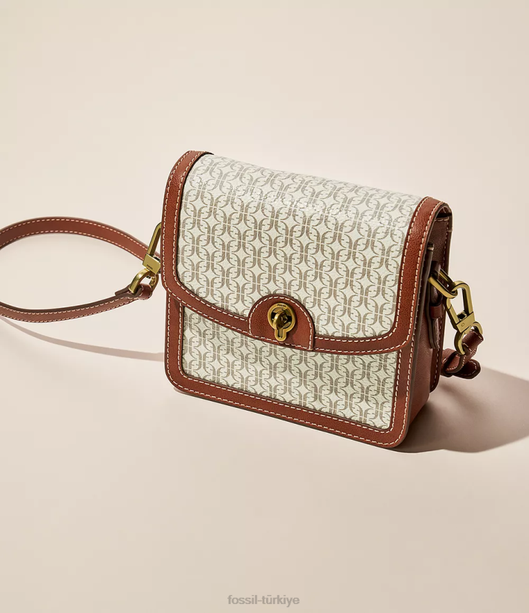 Fossil 6J04707 açık kahverengi ainsley küçük kapaklı çapraz gövde çanta kadınlar
