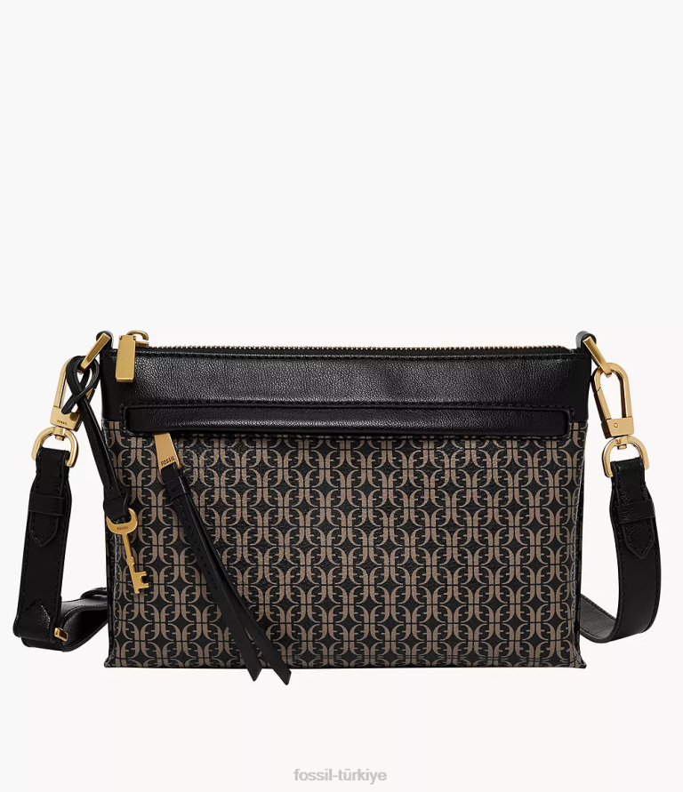 Fossil 6J04710 siyah kiera küçük çapraz vücut çanta kadınlar