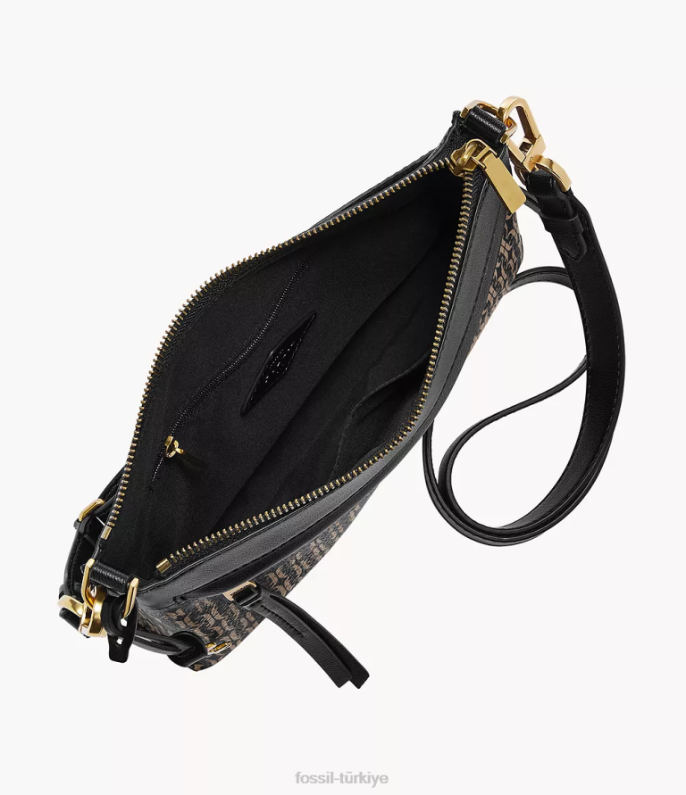 Fossil 6J04710 siyah kiera küçük çapraz vücut çanta kadınlar
