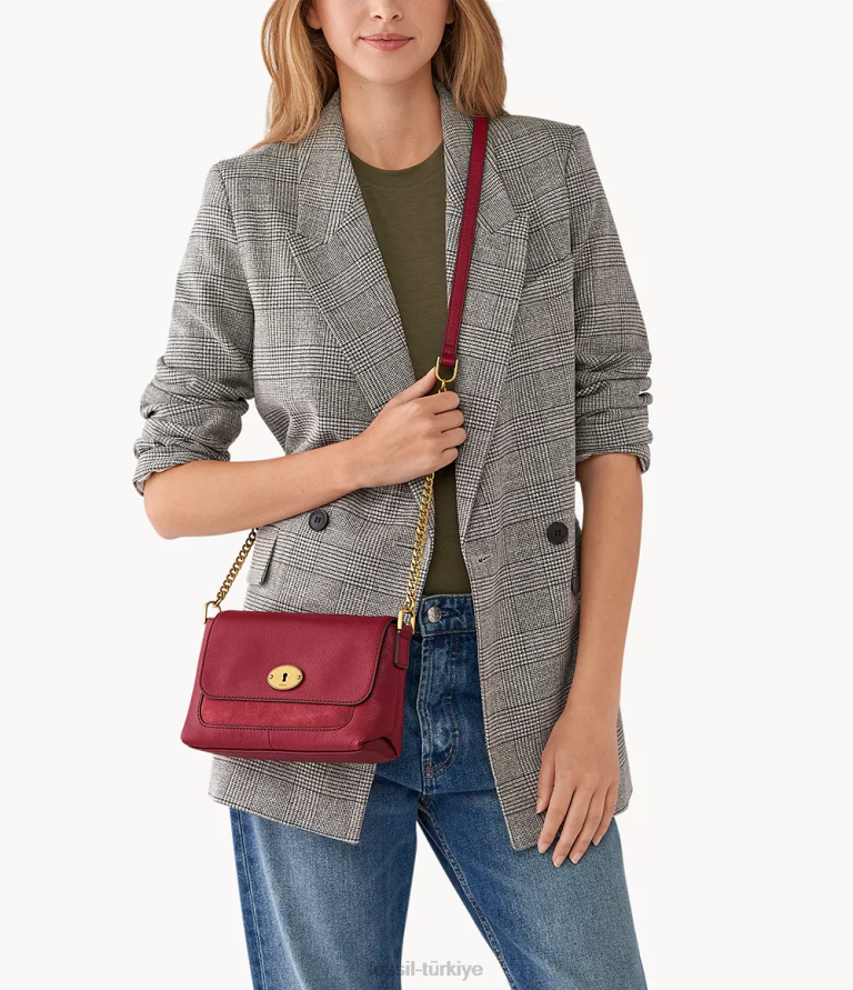 Fossil 6J04719 kırmızı gabriella küçük kapaklı çapraz gövde çanta kadınlar