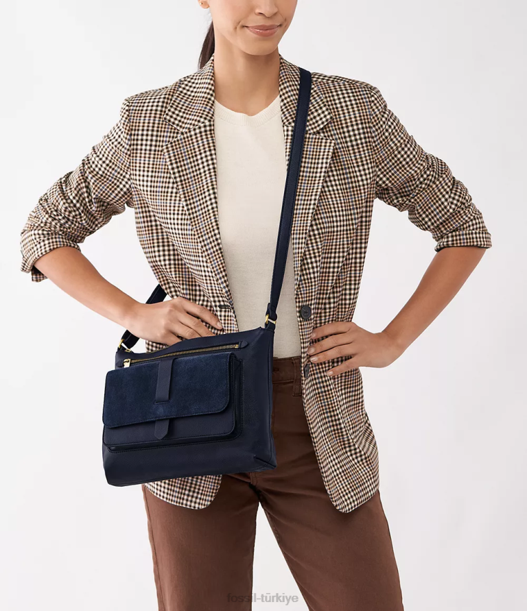 Fossil 6J04729 mavi Kinley çapraz vücut çanta kadınlar