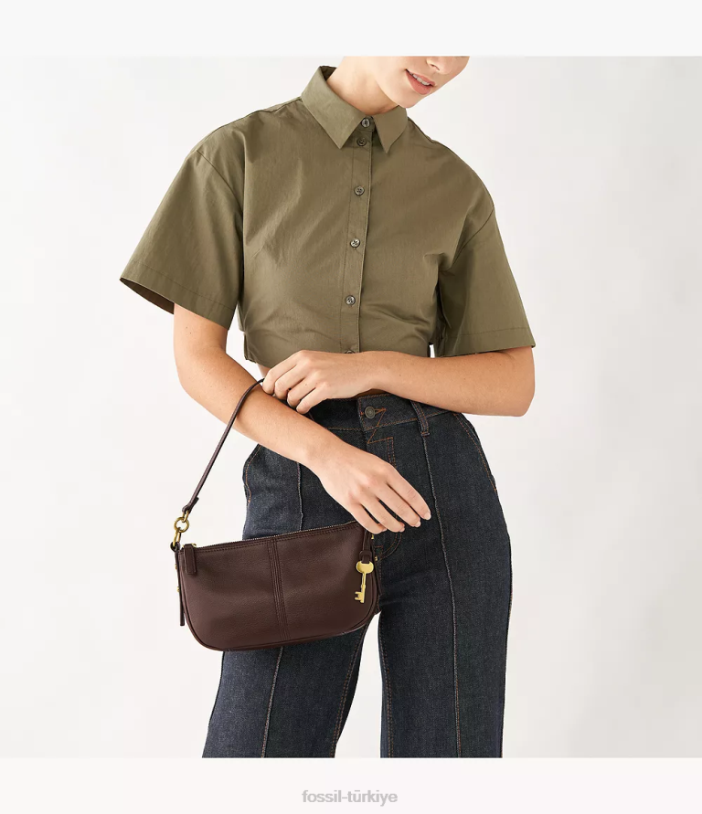 Fossil 6J04739 koyu kahverengi jolie baget çanta kadınlar