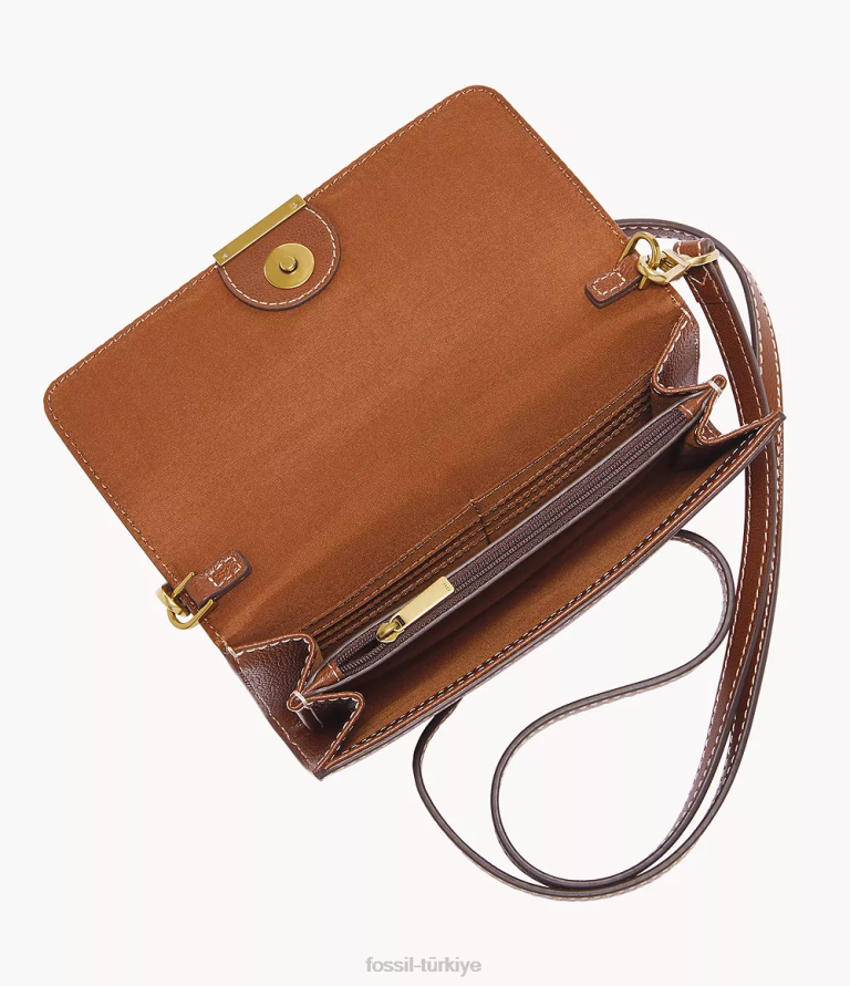 Fossil 6J04826 kahverengi jori cüzdan çapraz vücut çanta kadınlar