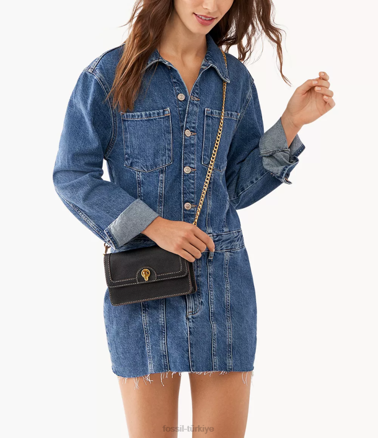 Fossil 6J04835 siyah ainsley cüzdan çapraz askılı çanta çanta kadınlar