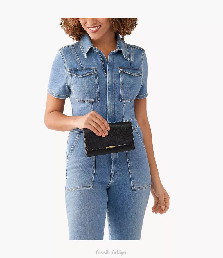 Fossil 6J04845 siyah jori cüzdan çapraz vücut çanta kadınlar