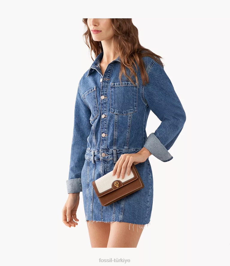 Fossil 6J04850 doğal ainsley cüzdan çapraz askılı çanta çanta kadınlar