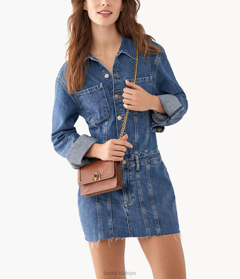 Fossil 6J04871 kahverengi ainsley cüzdan çapraz askılı çanta çanta kadınlar