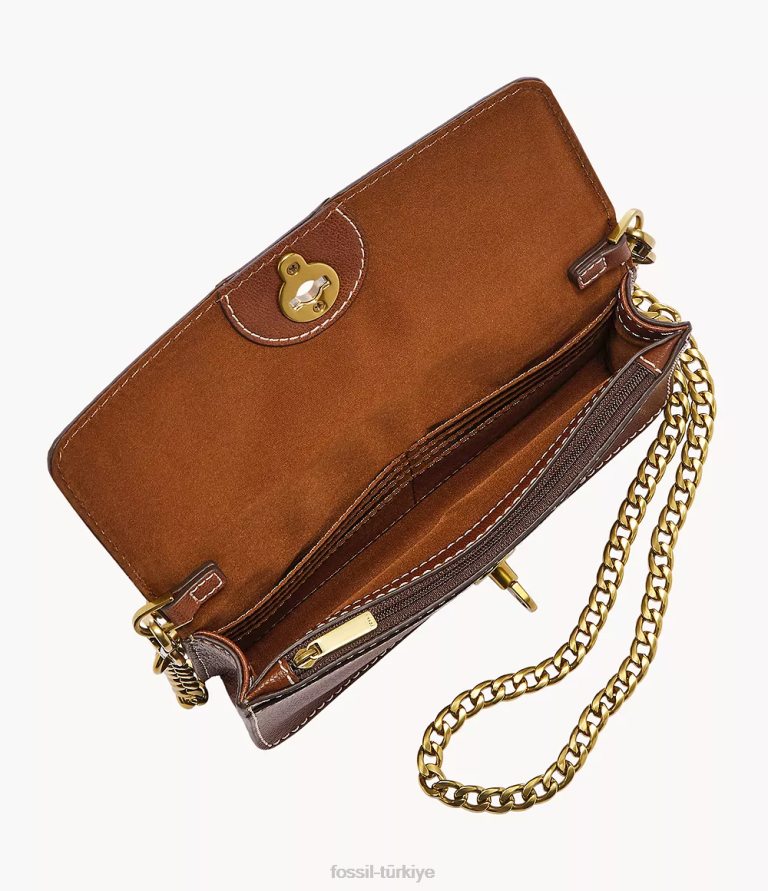 Fossil 6J04871 kahverengi ainsley cüzdan çapraz askılı çanta çanta kadınlar