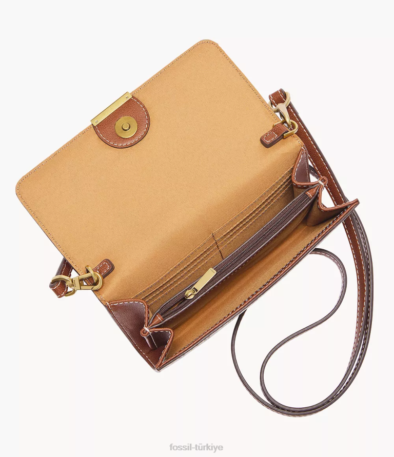 Fossil 6J04884 açık kahverengi jori cüzdan çapraz vücut çanta kadınlar
