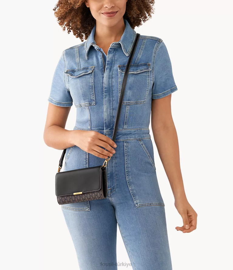 Fossil 6J04885 siyah jori cüzdan çapraz vücut çanta kadınlar