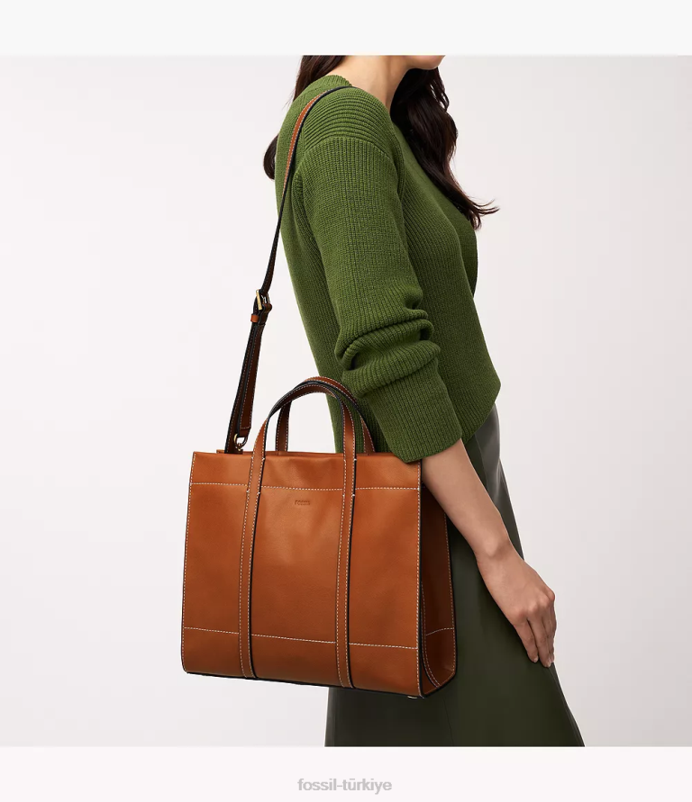 Fossil 6J04361 kahverengi carmen alışverişçi çanta kadınlar
