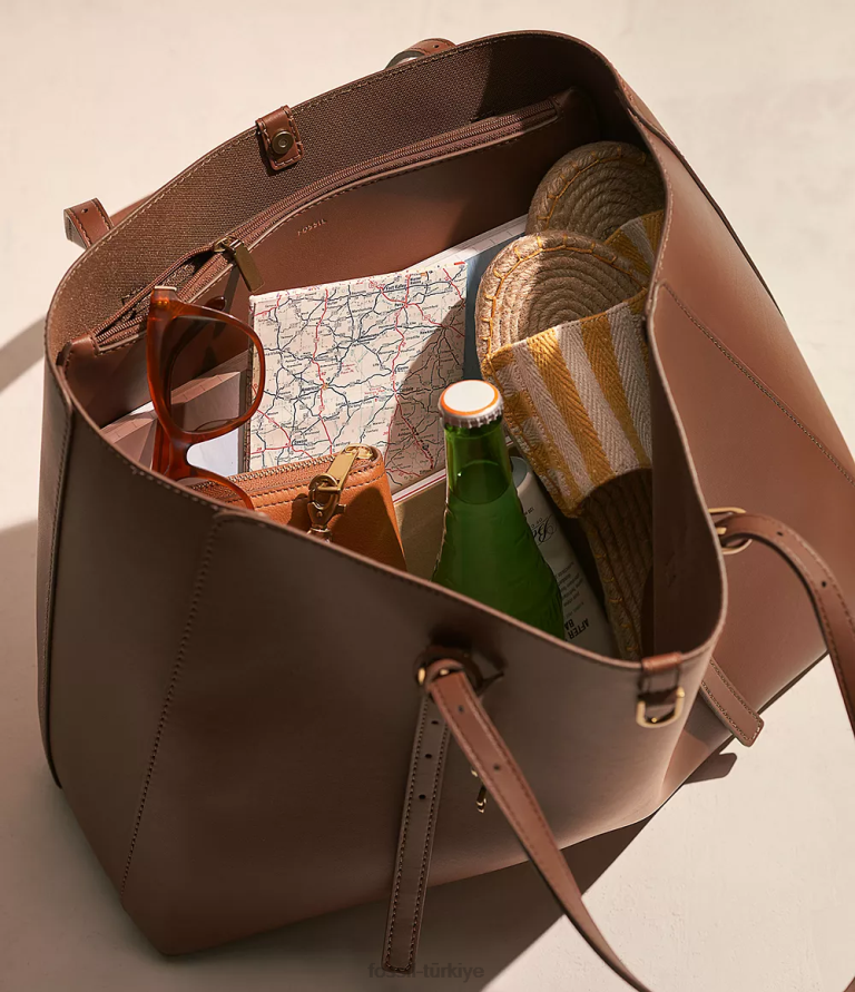 Fossil 6J04373 kahverengi kier kaktüs deri çanta çanta kadınlar