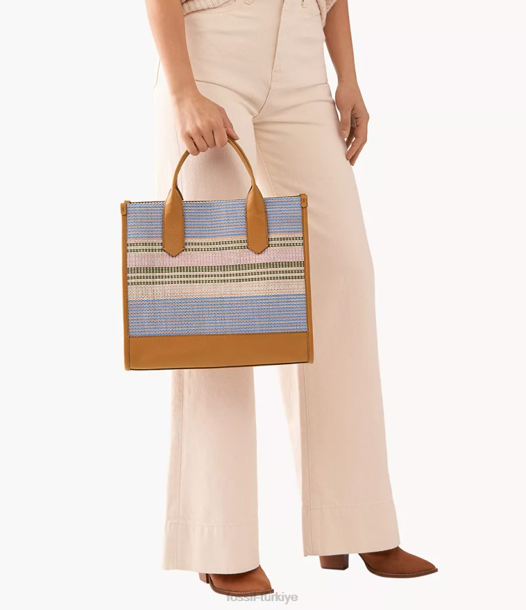 Fossil 6J04549 çizgili Kyler çantası çanta kadınlar