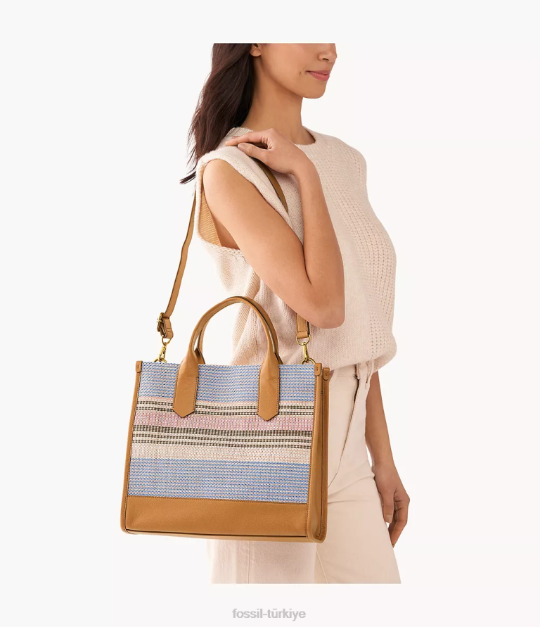 Fossil 6J04549 çizgili Kyler çantası çanta kadınlar
