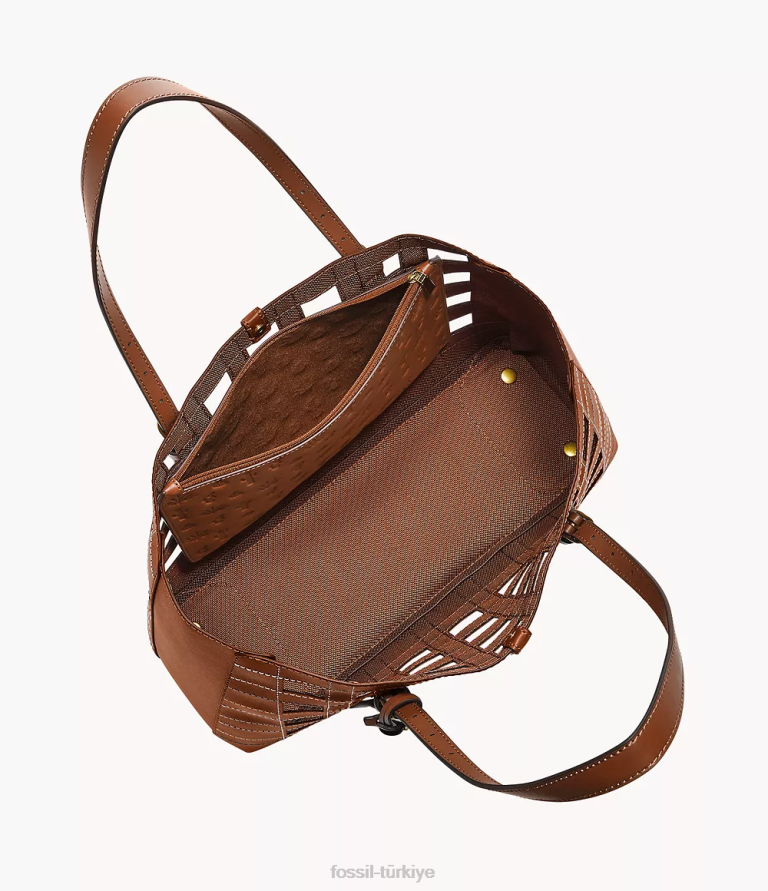 Fossil 6J04642 kahverengi kier kaktüs deri çanta çanta kadınlar