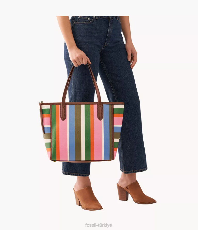Fossil 6J04692 çizgili Sidney çantası çanta kadınlar